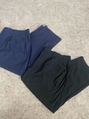 (2) Navy/ Black Elastic Waist Dress Pant/Trouser
